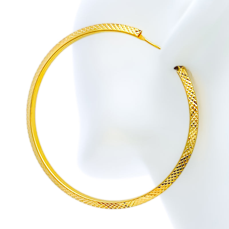 Eclectic Decadent 22k Gold Large Hoop Earrings 