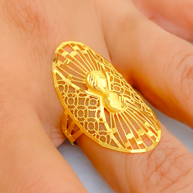 Sculptural Twin Heart 21k Gold Ring