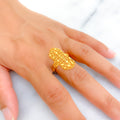 Ornamental Elevated 21k Gold Netted Ring