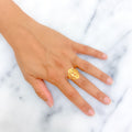 Impeccable Embellished 21k Gold Motif Ring