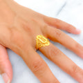 Impeccable Embellished 21k Gold Motif Ring