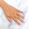 Golden Elegant 21k Gold Netted Oval Ring