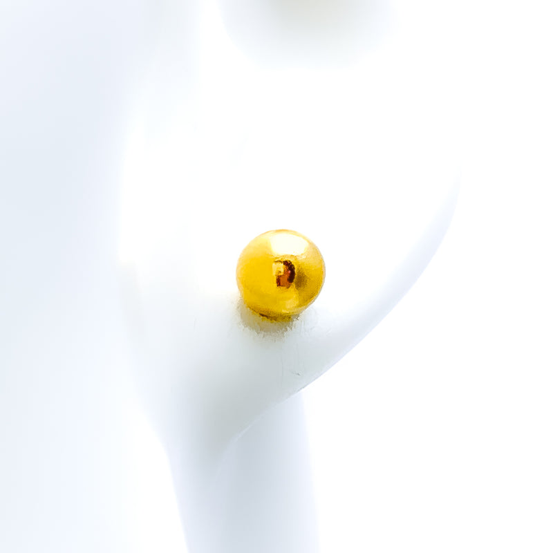 Smooth Orb 22k Gold Top Earrings