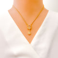 Trendy Striped V Shaped Diamond + 18k Gold Pendant