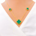 triple-malachite-clover-21k-gold-necklace-set
