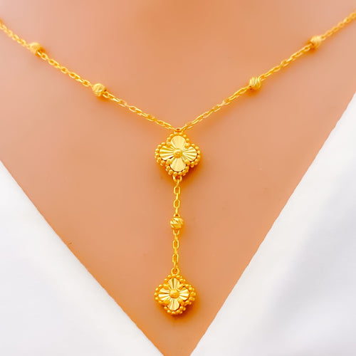 petite-21k-gold-clover-necklace-set-w-drop