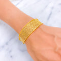 Bright Fine Motif Mesh 21K Gold Bangle Bracelet