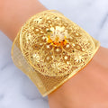 Royal Lustrous Floral 21K Gold Bangle Bracelet