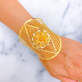 Captivating Regal 3D Flower 21K Gold Bangle Bracelet