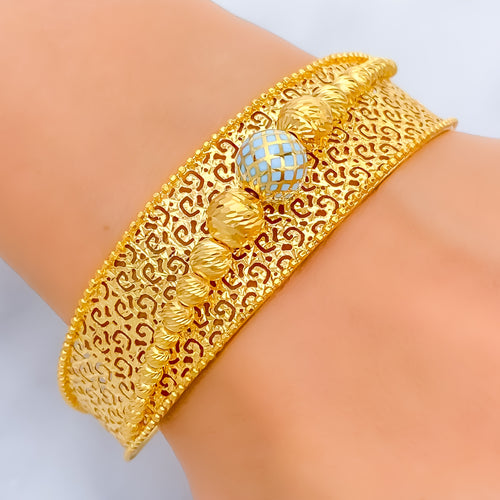 Bright Luminous Signature 21K Gold Bangle Bracelet