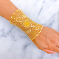 Impressive Netted Floral Vine 21K Gold Bangle Bracelet