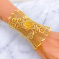 Impressive Netted Floral Vine 21K Gold Bangle Bracelet