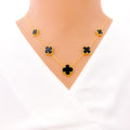 five-clover-onyx-21k-gold-necklace-set