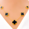 five-clover-onyx-21k-gold-necklace-set