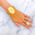 Sculptural Hexagonal 21K Gold Panchangala Bangle Bracelet