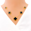 five-clover-onyx-21k-gold-necklace-set