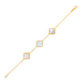 Decorative Mother Of Pearl 21k Gold Clover Bracelet