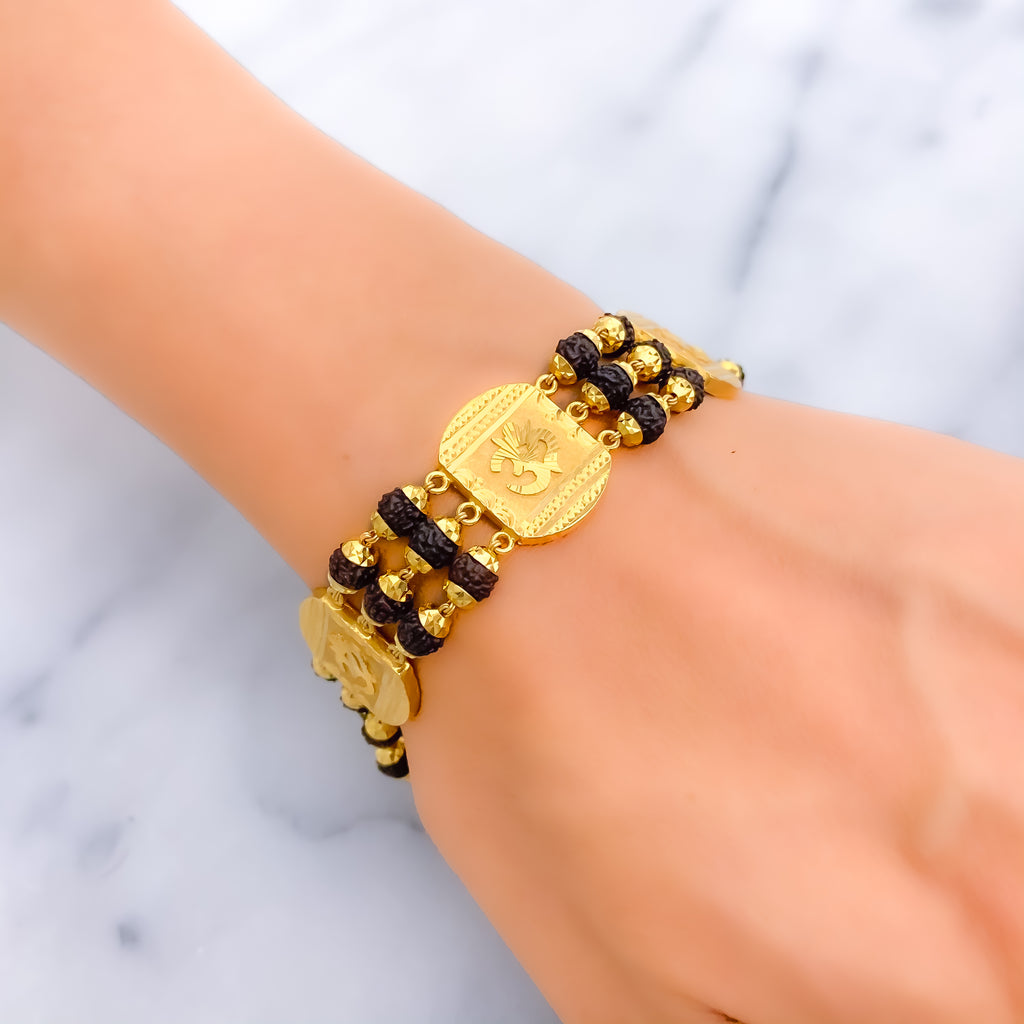 Unique Bold 22k Gold OM Rudraksh Bracelet – Andaaz Jewelers