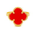 Magnificent Carnelian 21K Gold Clover Ring