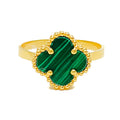 Impressive Malachite 21K Gold Clover Ring