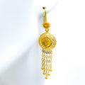 Chic Floral Mesh 21k Gold Coin Hanging Earrings 