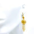 Chic Floral Mesh 21k Gold Coin Hanging Earrings 