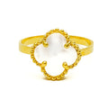 Classy Mother Of Pearl 21K Gold Clover Ring
