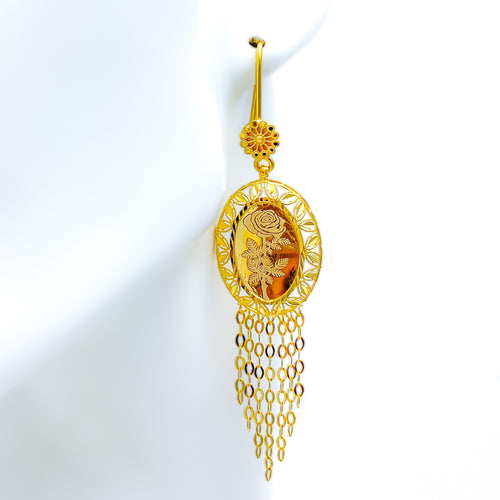 Mesmerizing Oval 21k Gold Coin Hanging Earrings 