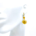 Bright Striped 21k Gold Coin Hanging Earrings 