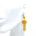 Versatile Floral 21k Gold Coin Hanging Earrings 