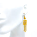 Reflective Elegant 21k Gold Coin Hanging Earrings 