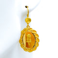 Charming Refined Oval 21k Gold Coin Hanging Earrings 