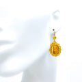 Charming Refined Oval 21k Gold Coin Hanging Earrings 