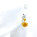 Attractive Dome Flower 21k Gold Coin Hanging Earrings 