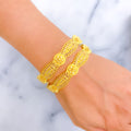 Exclusive Floral 22k Gold Bangle Pair 