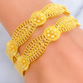 Exclusive Floral 22k Gold Bangle Pair 