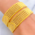 Magnificent Checkered 22k Gold Bangle Pair 