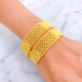 Magnificent Checkered 22k Gold Bangle Pair 