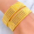 Magnificent Checkered 22k Gold Bangle Pair 