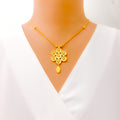 Impressive Luminous Flower 22k Gold Beaded Necklace Set 