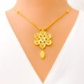 Impressive Luminous Flower 22k Gold Beaded Necklace Set 