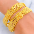 Captivating Floral 22k Gold Bangle Pair 