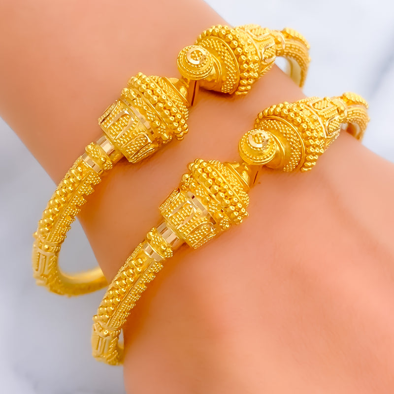 Decadent Beaded 22k Gold Pipe Bangles 