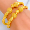 Eclectic Decadent 22k Gold Floral Pipe Bangles 