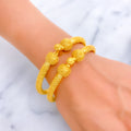 Eclectic Decadent 22k Gold Floral Pipe Bangles 