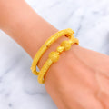 Eclectic Decadent 22k Gold Floral Pipe Bangles 