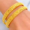 Flawless Ornamental 22k Gold Bangle Pair 