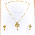 Impressive Luminous Flower 22k Gold Beaded Necklace Set 