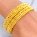 Regal Checkered Charming 22k Gold Bangle Pair 