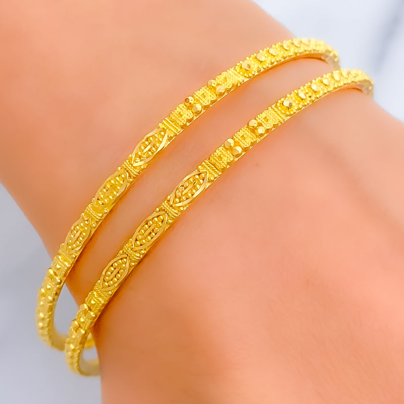 Petite Classy 22k Gold Bangle Pair 